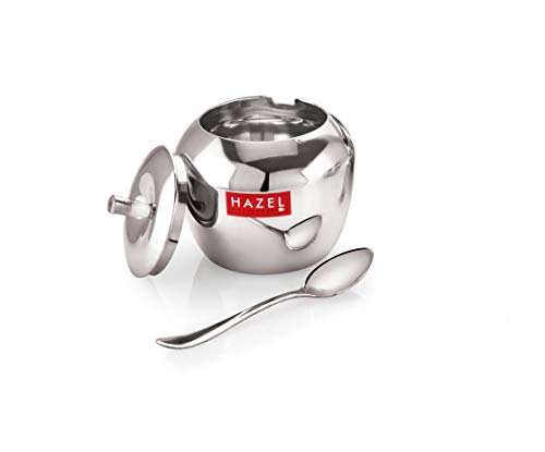 HAZEL Stainless Steel Oil and Ghee Container With Spoon for Kitchen | 260 ml Capacity Multipurpose Oil Container