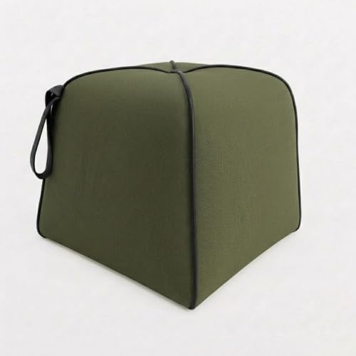 Image of CASASTYLE Signature Velure Suri Accent Pouf | Boston Fabric | 40D High-Density Foam | (Sage Olive Green) | Footrest, Vanity Ottoman & Accent Seat for Home, Office & Hotel