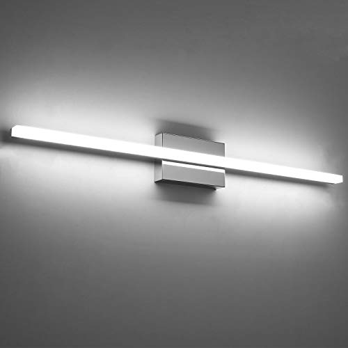 Image of Combuh Modern Vanity Lights for Bathroom Over Mirror, Wall Mounted Sconces | 36 Inch Extra-Long, Chrome, Gentle Shadow Free, Linear Lamp Bar, IP44 Rust-Resistant, Simple Slim, Daylight 6000K, 1 Pack