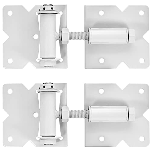 Self Closing Vinyl Gate Hinges - White - for Vinyl, PVC and Plastic Fencing: Vinyl Fence Gate Hinges w/Mounting Hardware