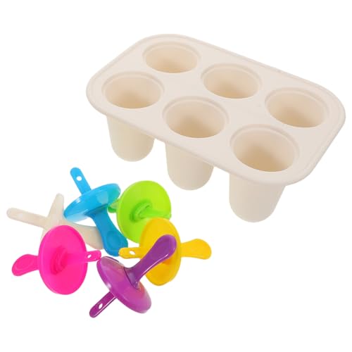 jojofuny Molde para Helado de Silicona 6 Ranuras con Tapa Bandeja para Polos Caseros Molde para Paletas de Hielo Apto para Congelador y Snacks de Verano Color Blanco
