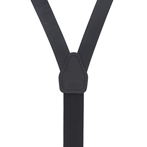 Suspender Store Plain Leather Trigger Snap Suspenders - Black 54" For 6'1" To 6'5" Tall #TOP2
