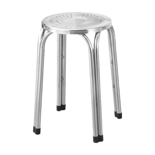 Folpus Sgabello impilabile Sgabello da Bar Sgabello in Acciaio Inox Senza Schienale Sgabello Antiscivolo per Aula Sgabello impilabile per Sala da Pranzo