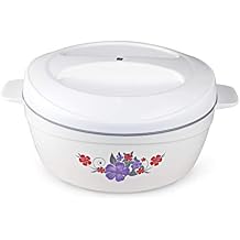 Cello Roti Plus Insulated Casserole Hot Pot Box Case with Lid 2500 ml White & Grey | Double Wall PU Insulated, Inner Drip Tray Casserole For Hot Pot For Roti Chapathi | Hot Pot Roti Case For Kitchen