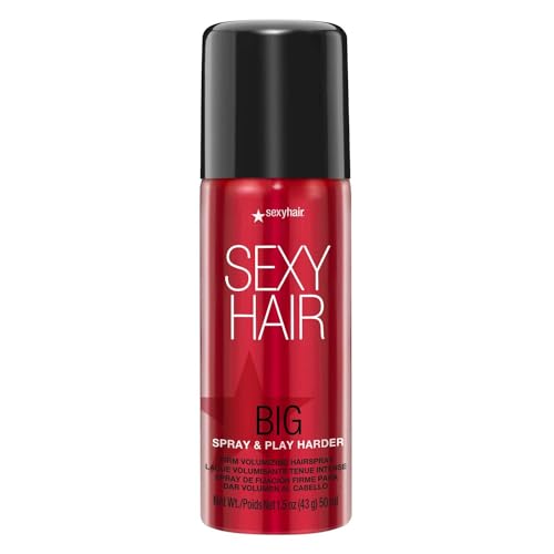 SexyHair Big Spray & Play Harder Firm Volumizing Hairspray Travel Size 1.5 Oz | All Day Hold and Shine | Up to 72 Hour Humidity Resistance