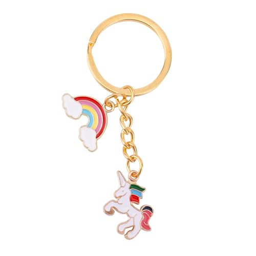 Goktvai Rainbow Unicorn Keychain Cute Women Keychains with Rainbow Unicorn Pendant for Women Backpack Car Key Adorable Decoration