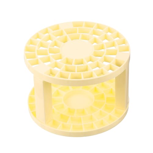 Image of PATIKIL 1pcs Paint Brush Holder, Paint Brush Storage Organizer 49 Holes Plastic Paint Storage Desk Stand Round for Artist Desk Makeup Pencil, Yellow