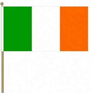FlagSuperstore© Ireland Large Hand Waving Flag With Wooden Pole 18" x 12" - Country