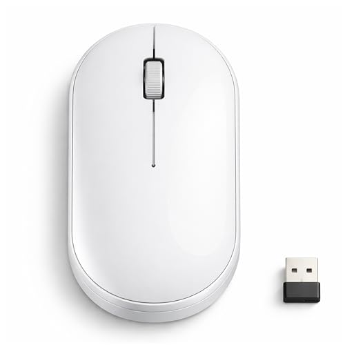 Image of ANT Globe 40 Dual-Mode Wireless Mouse| BT 5.0 /3.0 & 2.4GHz USB Optical Mouse | 1600 DPI Adjustable, 500mAh Rechargeable Battery, 3-Button Silent Click | Slim Mouse for Laptop, PC, Mac, Android White