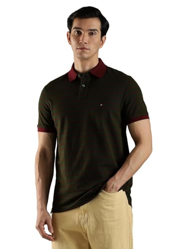 Image of Tommy Hilfiger Solid Regular fit Cotton Polo t-Shirt