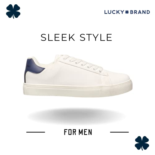 Lucky Brand Men's Low-Top Casual White And Navy Leather Fashion Sneakers Size 12 #TOP2