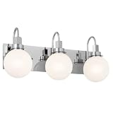 Kichler Hex 3-Light Vanity Light, Modern Light with Opal Glass in Chrome, Install Up or Down, Damp Rated, for Bathroom Vanity (22.75' x 10.25'), 55151CH