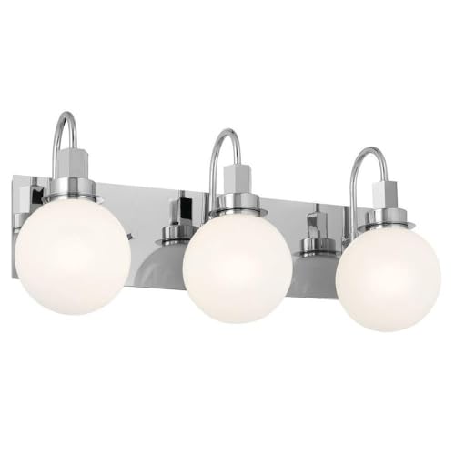 Kichler Hex 3-Light Vanity Light, Modern Light with Opal Glass in Chrome, Install Up or Down, Damp Rated, for Bathroom Vanity (22.75" x 10.25"), 55151CH by Kichler - Used condition - US$128.32