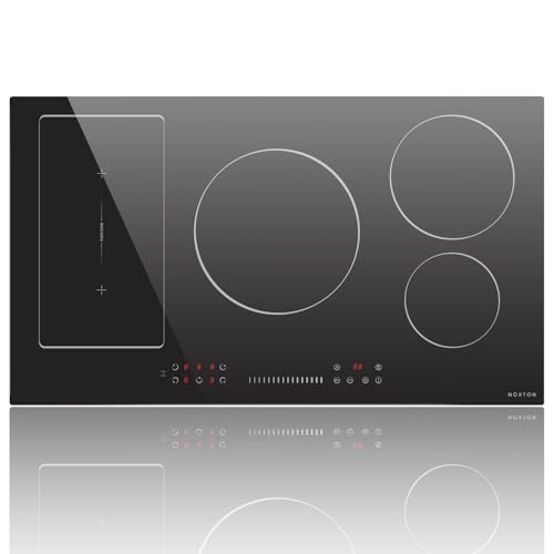Noxton 36 Inch Induction Cooktop, 5 Burners Electric Cooktop, Upgraded Induction Stovetop with Flex...