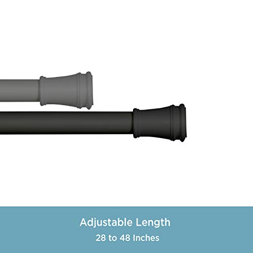 Kenney Rogers No Tools Tension Window Curtain Rod, 28-48, Black #TOP1