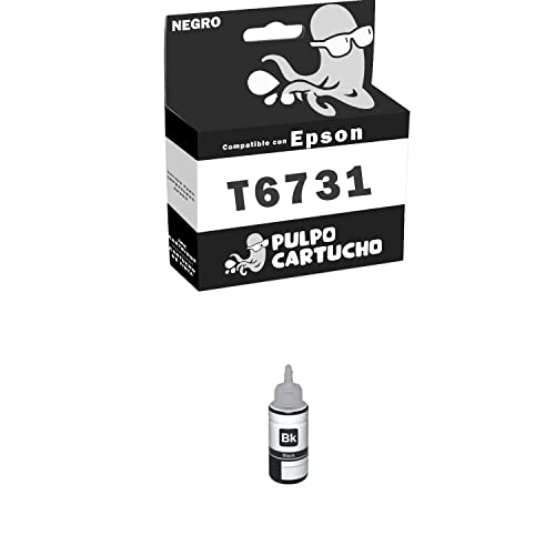 Pulpo Cartucho - Botella de Tinta Genérica T6731 Negro Compatible con Epson Ref. C13T67314A - Valido para Impresoras EcoTank L800, EcoTank L1800, EcoTank L805, EcoTank L810, EcoTank L850