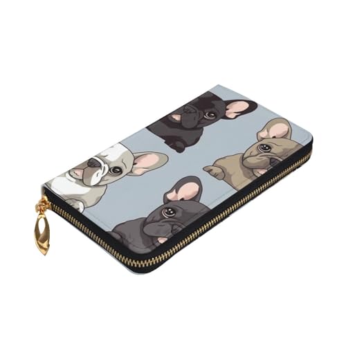 french bulldog Wallet for Men Women Long Purse Leather Clutch Large Business Handbag Travel Phone Holder Credit Card Holder Money Case with Zipper Leather Wallets Gift3