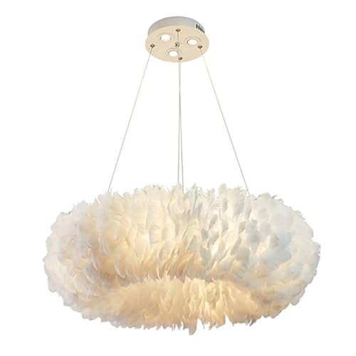 GNYVZXPLQ Lámpara de Mesa Victoriana, Lámpara de araña de Plumas de 3 Luces, Blanca, de 50 a 80 cm de diámetro(Diameter:19.6in/50cm)