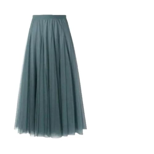 Women's Solid Vintage Elastic Waist Tulle Skirt Casual A-Line Loose Midi Beach Skirts3