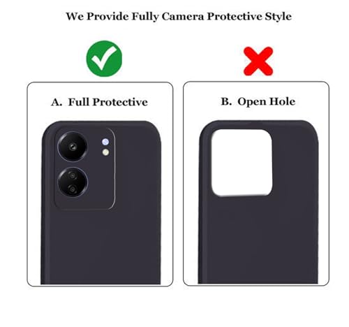 Image of A rtistque Liquid Silicone Back Cover Case for Poco C65 / Mi Redmi 13C 4G Shockproof TPU Soft Flexible with Camera Protection - Black