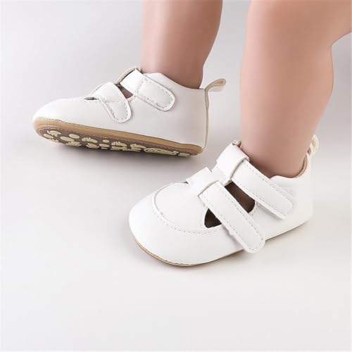 Image of HsdsBebe Baby Boys Girls Pu Leather Hard Bottom Walking Sneakers Toddler Rubber Sole First Walkers Infant Cartoon Slippers Crib Shoes