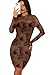 WIHOLL Fall Dresses for Women 2025 Sexy Bodycon Little Slimming Short Mock Neck Dinner Cocktail Dress Party Club Winter Dresses Brown Print M