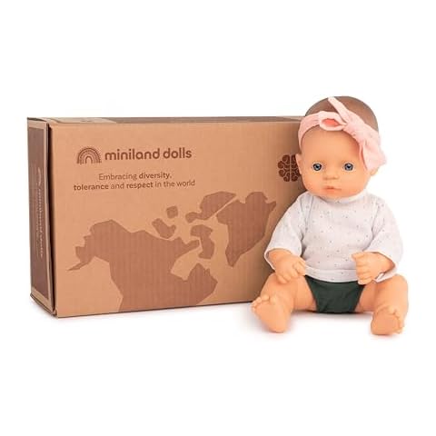 Miniland Doll Gift Box Baby Doll Caucasian Girl 12 5/8'' + Forest Outfit - Made in Spain, Gift, Quality, Inclusion, Diversity Cover