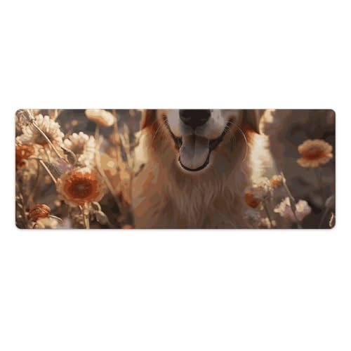 Tapis de souris grand format pour bureau design Golden Retriever