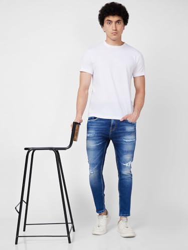 Image of Spykar Men's Kano Slim Fit Mid-Rise Jeans (Ankle Length)
