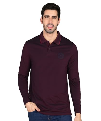 Image of Alan Jones Clothing Men's Cotton Regular Fit Solid Full Sleeves Polo T-Shirt