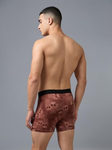 Image of TECHNOSPORT Men's Colorblock Trunks Underwear with ElastoLITE 4 Way Stretch Lightweight Breathable Moisture Wicking Soft Anti Odour Anti Microbial Comfort Fit Boxer Briefs Innerwear for Men