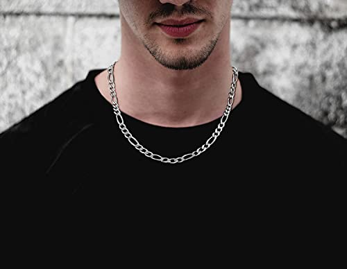 Savlano 925 Sterling Silver 7.5mm Italian Solid Figaro Link Chain Necklace with Gift Box for Men & Women - Made in Italy4