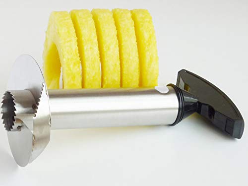 EUROXANTY® Cortador de piña | Pelador de piña | Acero Inoxidable | Pelar y Cortar sin Esfuerzo | Mango ergonómico | Vaciador de 25 cms de Profundidad.