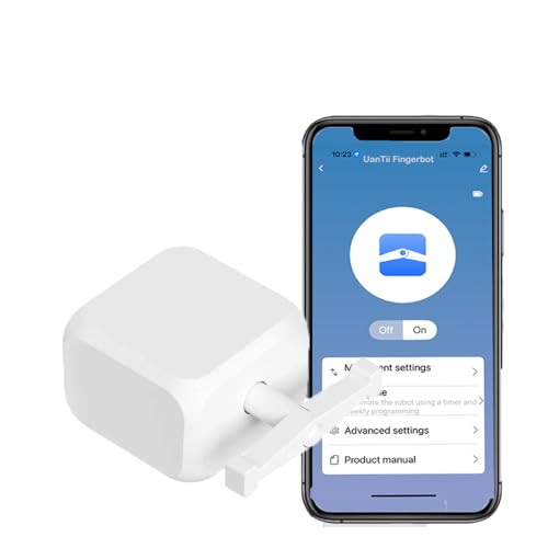 UanTii Smart Fingerbot Tuya Bluetooth Switch Bot Rechargeable Button Pusher for Smart Home App Control Works with Alexa and Google Home (White)