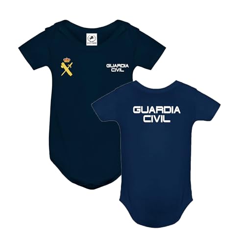 AREA POLICIAL Body Guardia Civil para Bebé, Manga Corta, 3-18 Meses, Colores Negro Azul Blanco Rosa (Azul, 18 Meses)