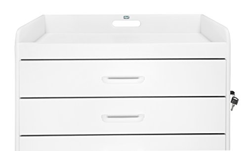 Trippnt 51046 Polyethylene Procedure Cart, Locking, 31" Width X 48" Height X 20" Depth,6 Drawers, White #TOP7