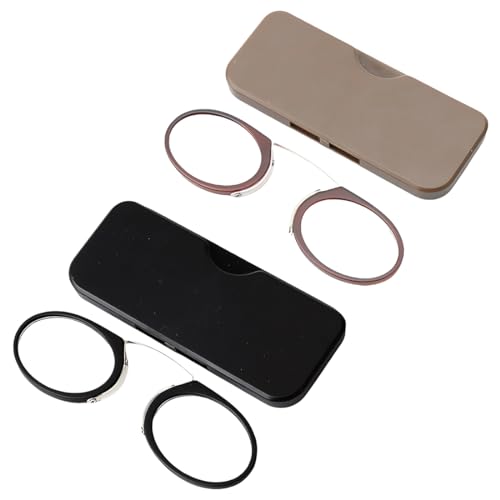 Lentilles de lecture unisexes, 2 paires Aide visuelle compacte, Antidérapantes Aide à la lecture, Lunettes de lecture sans branches, pour Lire des livres, des journaux, noir, marron, 200 degrés