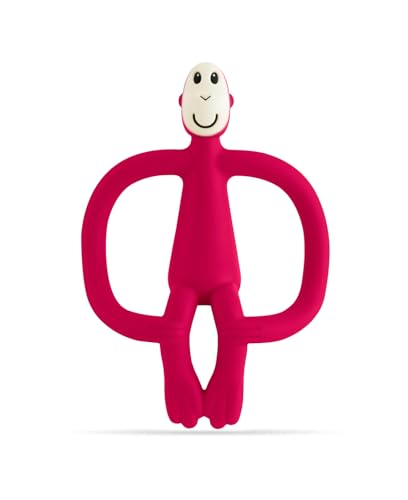 Matchstick Monkey, Original Teether & Gel Applicator, Antimicrobial Silicone Teething Toys for Baby, Easy to Grip, BPA Free, 3 Months Old+, 10.5 cm, Red Monkey