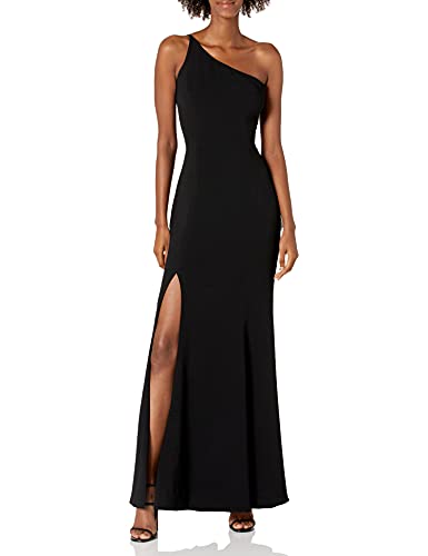 Dress the Population Women's Amy Asymmetrical Neckline Sleeveless High Slit Maxi Dress