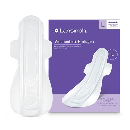 Lansinoh Wochenbett-Einlagen - 10 Stück - extra saugfähig & atmungsaktiv - für starken Wochenfluss & die ersten Tage nach der Geburt