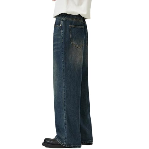 Baggy Jeans for Men Women Elastic Waist Washed Denim Pant Loose Fit Wide Leg Jeans Vintage Hip Hop Pants with Pockets2