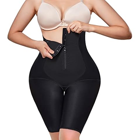 MICOHPKLE Women Waist Trainer Shapewear Tummy Control Panties Hi-Waist Butt Lifter Body Shaper Thigh Slimmer Zip & Hook, Black, XXXL Cover