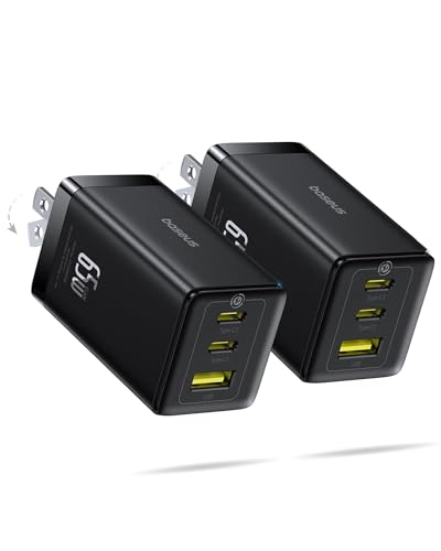 Baseus 2 Pack 65W USB C Charger Block, PPS 3-Port Fast Compact Foldable USB C Charger for MacBook, iPad Pro, Galaxy S24, iPhone 17/16 and More Series