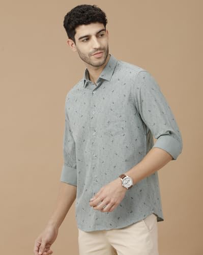 Image of Cavallo by Linen Club Men's Blended Linen Blue Solid Full Sleeve Casual Shirt