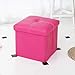 Wielofunkcyjny stołek do przechowywania, taboret do przechowywania składane pudełko do przechowywania taboret skóra do domu salonu sypialni - różowy czerwony