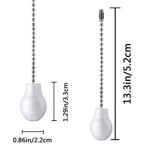 Image of Ceiling Fan Chain Extenders - 12 Inch White Wooden Pendant Pull Chain Extension for Light Lamp - 2 Pcs (Nickel)