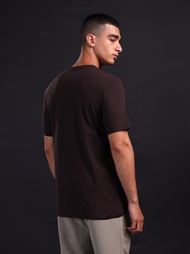 Image of TECHNOSPORT Men's Slim Fit Solid Crew Neck T-Shirt, Cotflex Quick Dry Wrinkle Resistant Polyester Sports Tee for Gym, Running, Training, Sports