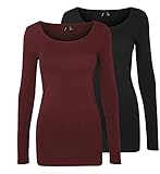 VERO MODA Damen VMMAXI My LS Soft Long U-Neck GA 2P 10167784, Port Royale/Black, XL
