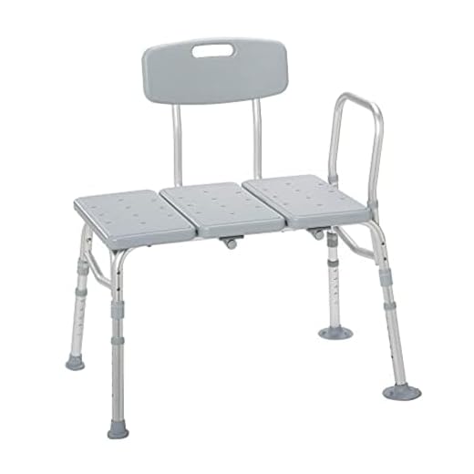 Drive Medical 12011KD-1 Plastic Tub Transfer Bench with Adjustable Backrest (Color May Vary)