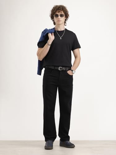 Image of WROGN Men's Mid-Rise Jeans | 100% Cotton | Anti-Fit Relaxed Silhouette